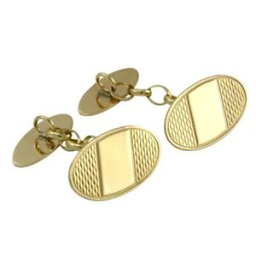 【送料無料】メンズアクセサリ—　ゴールドカフリンクス9ct gold patterned oval cufflinks