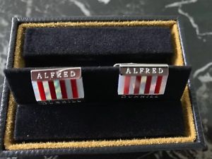 ダンヒル(カフス) 【送料無料】メンズアクセサリ—　パールカフスボタンダンヒルalfred dunhill mother of pearl red pinstripe cufflinks, rrp 315