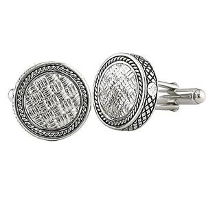【送料無料】メンズアクセサリ—　カンデラスターリングシルバーパターンケーブルラウンドカフスボタンa..