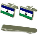 【送料無料】メンズアクセサリ— レソトシルバーカフスボタンタイクリップボックスセットlesotho flag silver cufflinks ti...