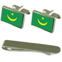【送料無料】メンズアクセサリ— モーリタニアシルバーカフスボタンタイクリップボックスセットmauritania flag silver cuffli...