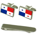 【送料無料】メンズアクセサリ- フラグシルバーカフスボタンタイクリップボックスセットpanam flag silver cufflinks tie clip box gift set