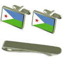 【送料無料】メンズアクセサリ— ジブチシルバーカフスボタンタイクリップボックスセットdjibouti flag silver cufflinks t...