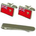 【送料無料】メンズアクセサリ— マニトバシルバーカフスボタンタイクリップボックスセットmanitoba flag silver cufflinks ...