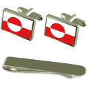 【送料無料】メンズアクセサリ— グリーンランドシルバーカフスボタンタイクリップボックスセットgreenland flag silver cuffli...