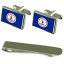 【送料無料】メンズアクセサリ—　バージニアシルバーカフスボタンタイクリップセットvirginia flag silver cufflinks tie clip engraved gift set