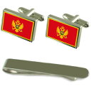 【送料無料】メンズアクセサリ— モンテネグロシルバーカフスボタンタイクリップセットmontenegro flag silver cufflinks ...