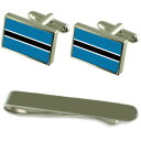 【送料無料】メンズアクセサリ— ボツワナシルバーカフスボタンタイクリップボックスセットbotswana flag silver cufflinks ...