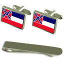 【送料無料】メンズアクセサリ— ミシシッピシルバーカフスボタンタイクリップボックスセットmississippi flag silver cuffli...