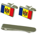 【送料無料】メンズアクセサリ— モルドバシルバーカフスボタンタイクリップセットmoldova flag silver cufflinks tie c...