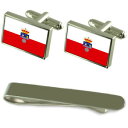 【送料無料】メンズアクセサリ— カンタブリアフラグシルバーカフスボタンタイクリップボックスセットcantabria flag silver cuff...