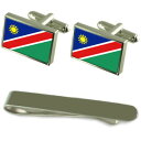 【送料無料】メンズアクセサリ— ナミビアシルバーカフスボタンタイクリップボックスセットnamibia flag silver cufflinks t...