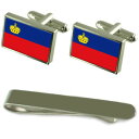 【送料無料】メンズアクセサリ— リヒテンシュタインシルバーカフスボタンタイクリップボックスセットliechtenstein flag silver ...