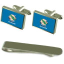 【送料無料】メンズアクセサリ— オクラホマシルバーカフスボタンタイクリップボックスセットoklahoma flag silver cufflinks...
