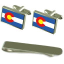 【送料無料】メンズアクセサリ— コロラドシルバーカフスボタンタイクリップボックスセットcolorado flag silver cufflinks ...