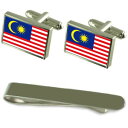 【送料無料】メンズアクセサリ— マレーシアシルバーカフスボタンタイクリップボックスセットmalaysia flag silver cufflinks...