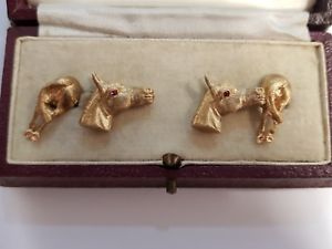 【送料無料】メンズアクセサリ—　ヴィンテージカフリンクスvintage 14ct gold horse cufflinks