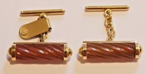 【送料無料】メンズアクセサリ—　ゴールドデザイナーツイストカフヘビーチェーンリンク18ct gold designer hand made cornelian twist cuff links heavy chain fittings