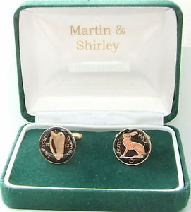 【送料無料】メンズアクセサリ—　アイルランドカフスボタンゴールドブラックアンプアイルランド