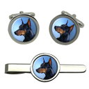 【送料無料】メンズアクセサリ— タイクリップセットdobermann pinscher round cufflink and tie clip se...