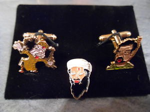 【送料無料】メンズアクセサリ—　セットオサマビンラディンサダムdead baddies of 2011 cufflink lapelpin sets, osama, saddam and gadaffi