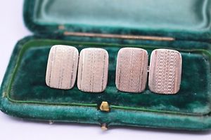 【送料無料】メンズアクセサリ—　ビンテージアールデコスターリングシルバーゴールドプレートカフリン..
