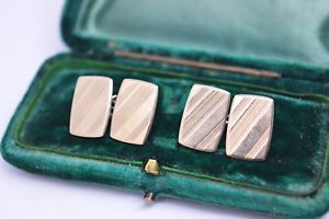 【送料無料】メンズアクセサリ—　ビンテージアールデコスターリングシルバーゴールドプレートカフリン..