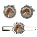 【送料無料】メンズアクセサリ— azawakhハウンドドッグラウンドカフスリンクネクタイピンセットazawakh hound dog round c...