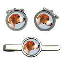 【送料無料】メンズアクセサリ— バセットハウンドカフスリンクネクタイピンセットbasset hound dog round cufflink and...