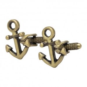 【送料無料】メンズアクセサリ— アンカーカフスボタンゴールドanchor cufflinks burnished gold