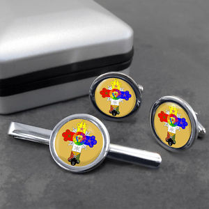 【送料無料】メンズアクセサリ—　ボックスローズクロカフスリンクネクタイピンrose cross cufflink and tie clip in gift box