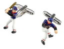 【送料無料】メンズアクセサリ—　メンズカフスボタンバットカフリンクスダイレクトキャップファンbaseball mens gift cufflinks batsman and pitcher bat cap fan by cufflinks direct