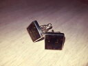 【送料無料】メンズアクセサリ- スターリングシルバーオレンジカフスボタンsterling silver cufflinks with amber stone hand made