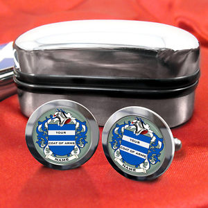 【送料無料】メンズアクセサリ— カフリンクスコートcoat of arms family crest any surname cufflinks g...