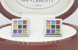 【送料無料】メンズアクセサリ— イアンフラハティスワロフスキーマルチカラークリスタルカフスボタンカフリンクスian flaherty swarovs...