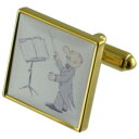 楽天hokushin【送料無料】メンズアクセサリ—　ゴールドスクエアカフリンクスmusic conductor gold square cufflinks with engraved personalised case