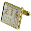 【送料無料】メンズアクセサリ— ゴールドカフスリンクskeleton bones gold square cufflinks with engrav...