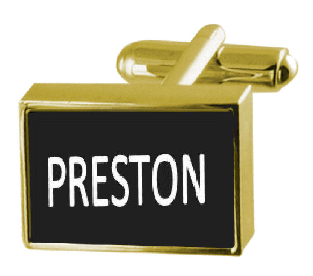 【送料無料】メンズアクセサリ—　カフスリンク プレストンengraved box goldtone cufflinks name preston