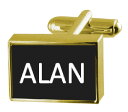 【送料無料】メンズアクセサリ—　ボックスカフリンクスアランengraved box goldtone cufflinks name alan