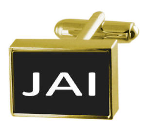 【送料無料】メンズアクセサリ—　カフスリンク jaiengraved box goldtone cufflinks name jai