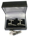 【送料無料】メンズアクセサリ— ピューターカフスボタンタイクリップボックスセットscissors pewter cufflinks and tie ...