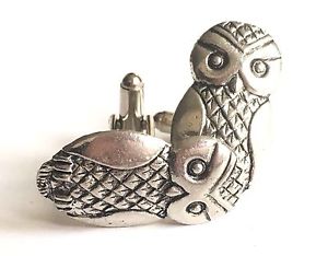 【送料無料】メンズアクセサリ—　フクロウハンドメイドピューターカフリンクスボックスwise owl hand made pewter cufflinks n37 gift boxed