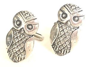 【送料無料】メンズアクセサリ—　フクロウハンドメイドピューターカフリンクスボックスwise owl hand made pewter cufflinks n37 gift boxed