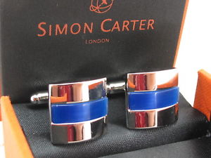 サイモン・カーター(カフス) 【送料無料】メンズアクセサリ—　サイモンカーターカフリンクスsimon carter gents blue cats eye cufflinks amp; boxed