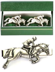 【送料無料】メンズアクセサリ—　カフリンクスタイクリップバースライドメンズeventing cufflinks amp; tie clip bar slide mens set horse show jumping gift