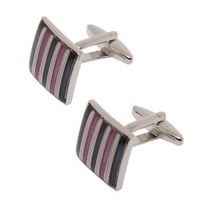 【送料無料】メンズアクセサリ—　プレゼンテーションボックスストライプスクエアカフリンクスsophos purple stripe square cufflinks in presentation gift box