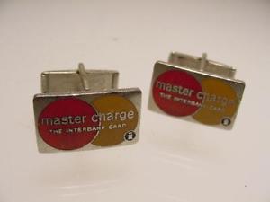 【送料無料】メンズアクセサリ—　ビンテージゴールドトーンエナメルマスターチャージカードカフリンクスsmall vintage gold tone enamel master charge card advertising cuff links