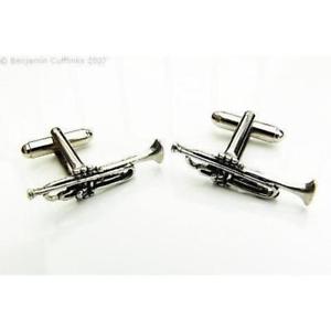 【送料無料】メンズアクセサリ—　ピュータートランペットカフリンクスpewter bb trumpet cufflinks