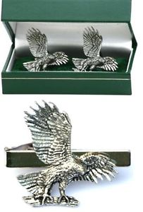 eagle landing cufflinks amp; tie clip bar slide mens gift set falconry hawk presentイーグルランディングカフスボタンタイクリップバースライドメンズセット※注意...