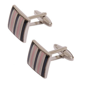【送料無料】メンズアクセサリ—　プレゼンテーションボックスピンクストライプスクエアカフリンクスsophos pink stripe square cufflinks in presentation gift box